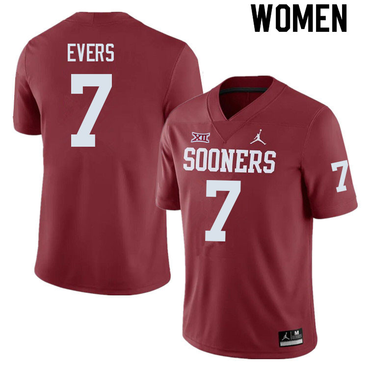 Women #7 Nick Evers Oklahoma Sooners College Football Jerseys Sale-Crimson